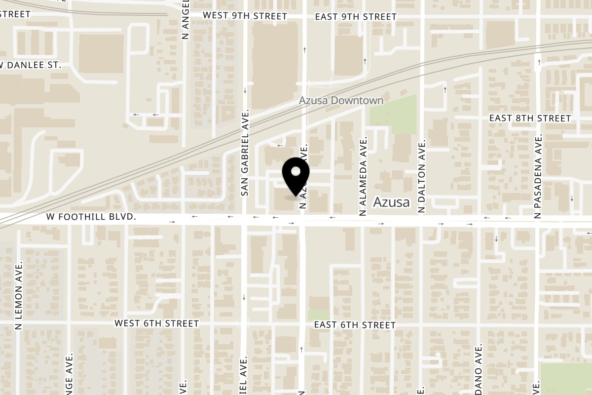 Map showing the location of Café Cultura Azusa on 709 N Azusa Ave in Azusa